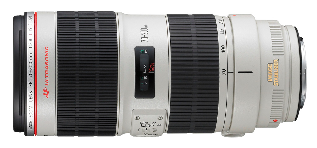 Canon RF 70-200 mm f/4 L IS USM, 2020 (D. 83,5 cm, L. 11,93 cm, P. 695 g)